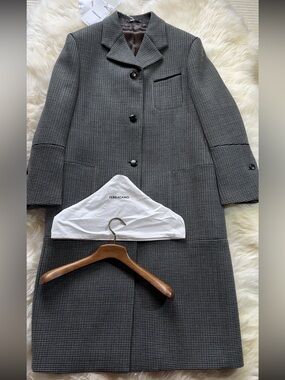Salvatore Ferragamo Double Breasted Wool Houndsthooth Coat